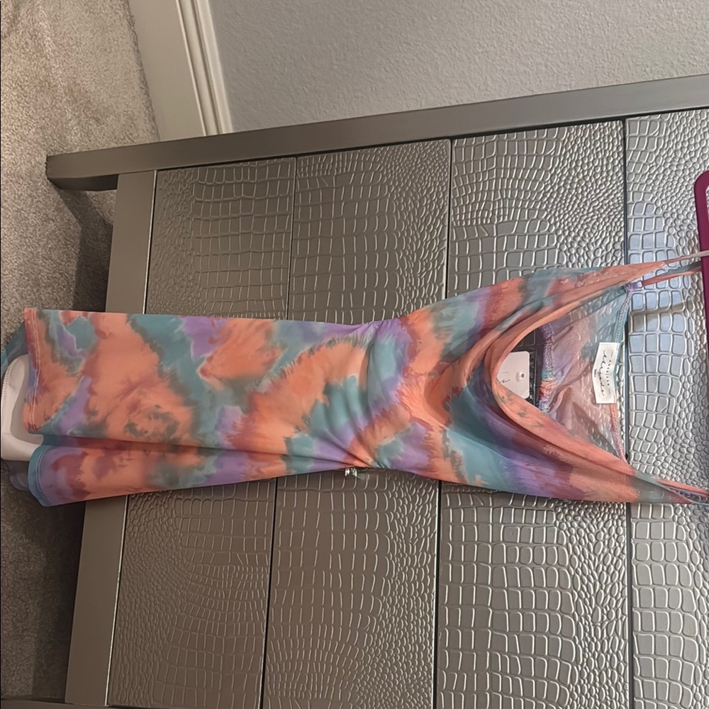 American Threads Tie-Dye Mini Dress - Orange, Blue, Purple